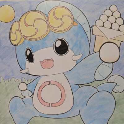 お月見をしているいたくらん