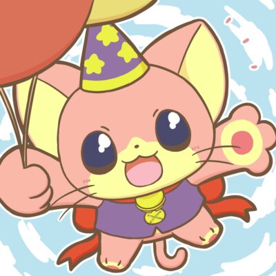 風船で飛び上がるTOYCATちゃん