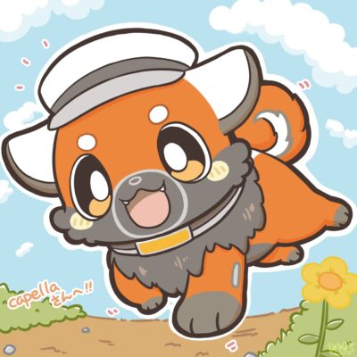 全力で走るキャストいぬ