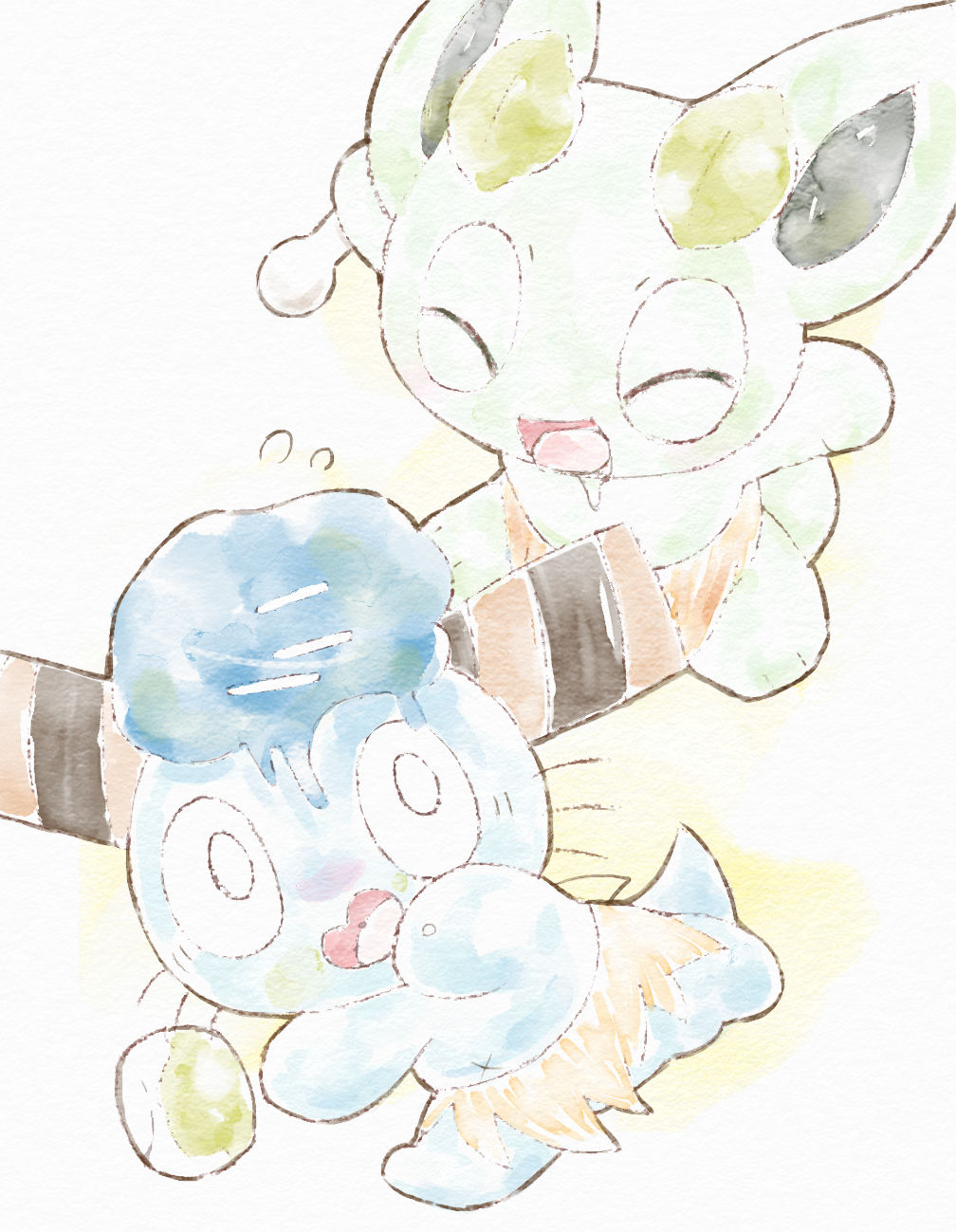 ミントくんの頭を食べるカッシーくん