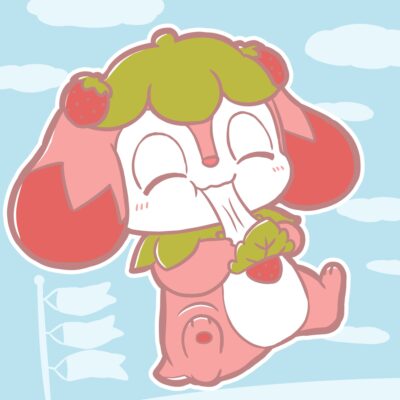 柏餅を食べるこいちごちゃん
