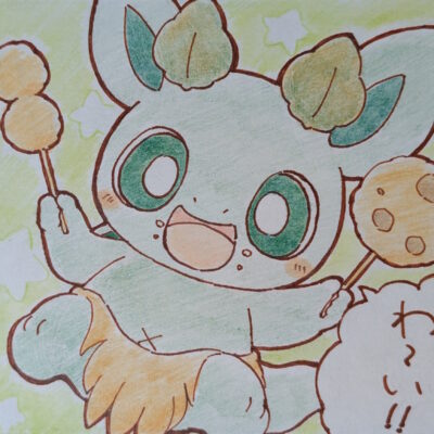 串カツを食べようとするカッシーくん