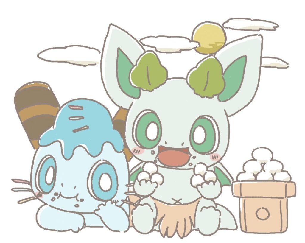 月見だんごをモグモグするカッシーくん