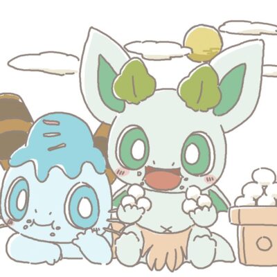 月見だんごをモグモグするカッシーくん