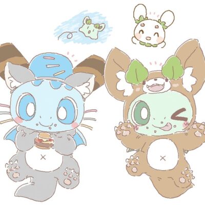 狼の姿になったカッシーくんとミントくん他