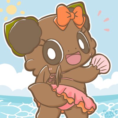 ビキニ姿のボタンちゃん