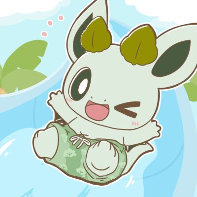 ウォータースライダーを滑るカッシーくん