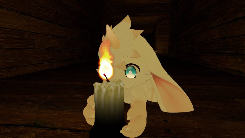 怪しいろうそくを眺めるたけさん