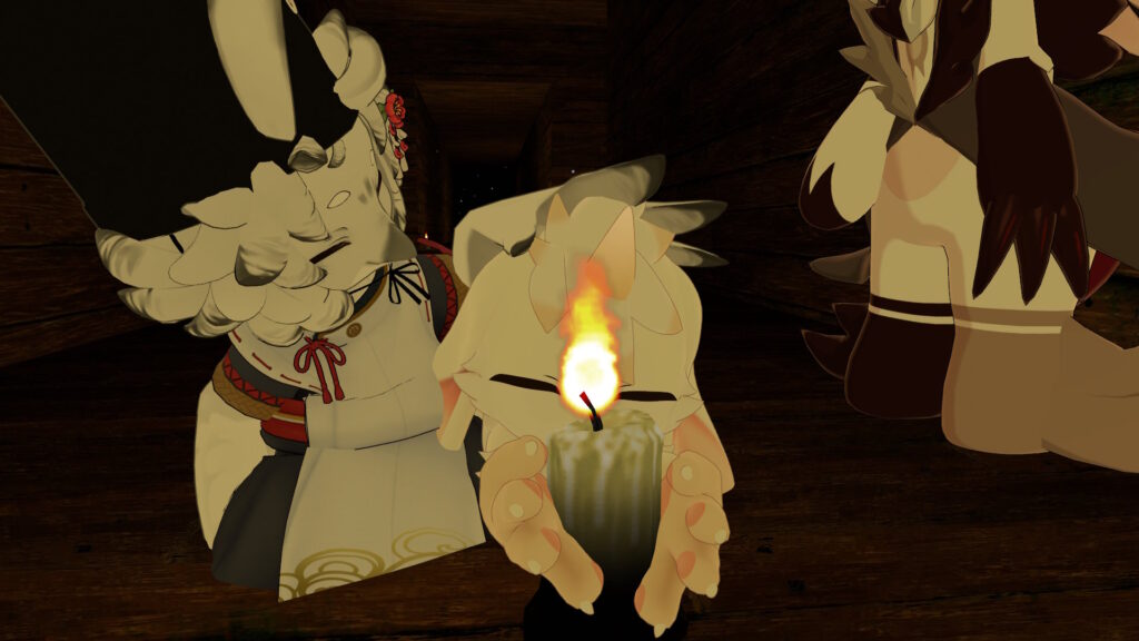 たけさんをなでるミカエルさん