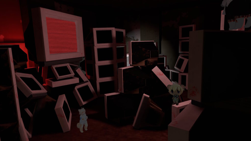 大量に積まれたモニター