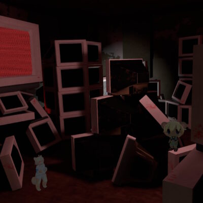 大量に積まれたモニター