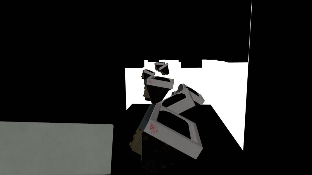 モニターが足場になっている空間