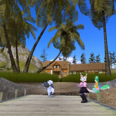 先に見える豪華な別荘