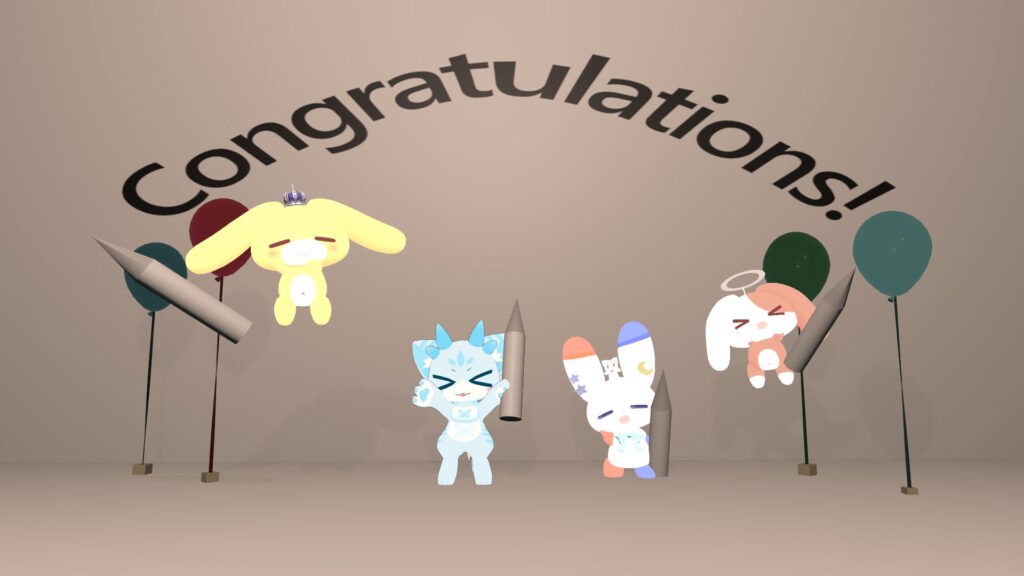 Congratulations!と一緒に記念撮影