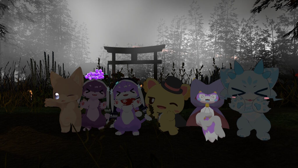 迷世屋敷で記念写真