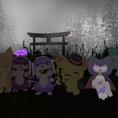 迷世屋敷で記念写真