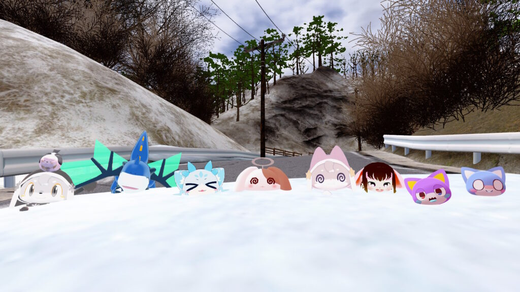 惹子守り編で雪に埋もれるマスコット