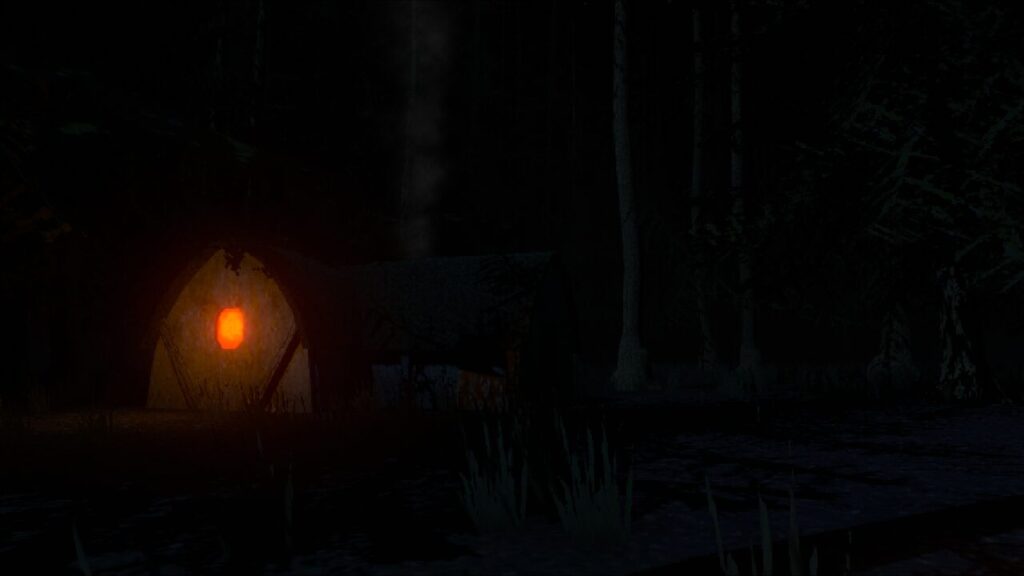 奥に見える怪しい小屋