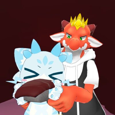 マグロを持ってツーショット