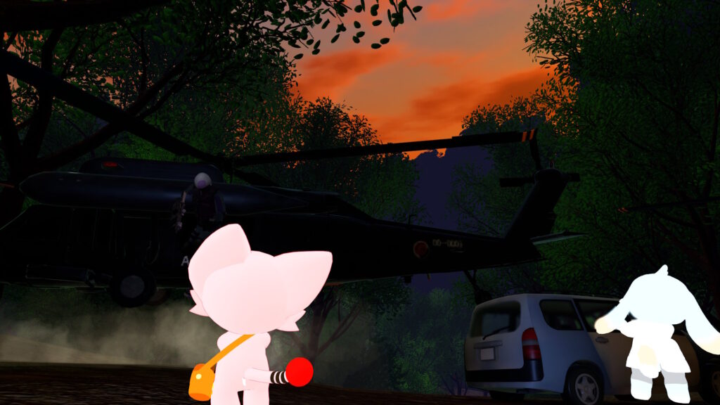 外に出たらヘリが来たよ