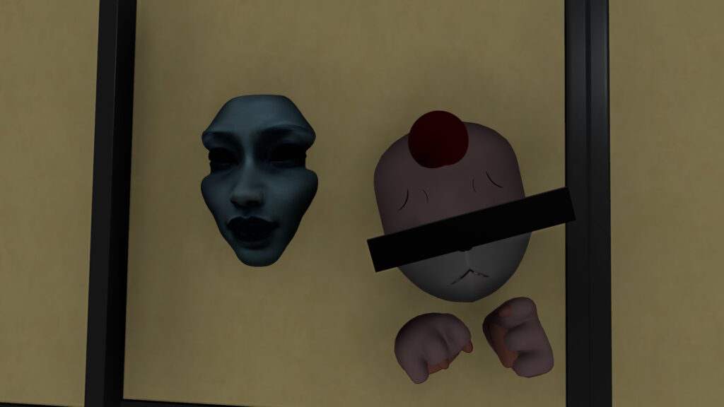 左側に映っている顔の真似をするゼリーさん