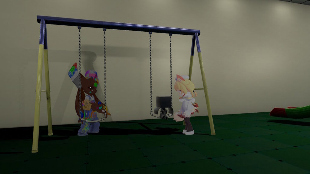 誰もいない空間の中のブランコ