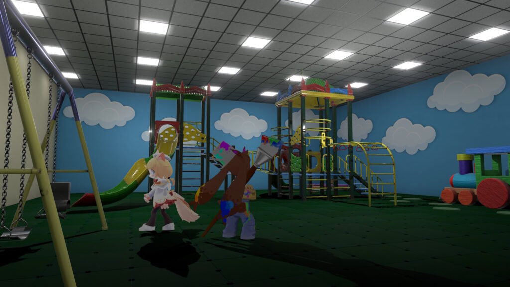 誰もいない空間の中の遊具たち