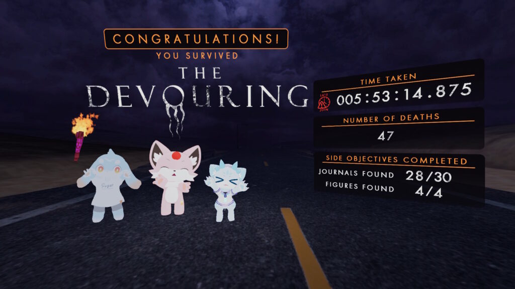 クリア画面と一緒に記念撮影