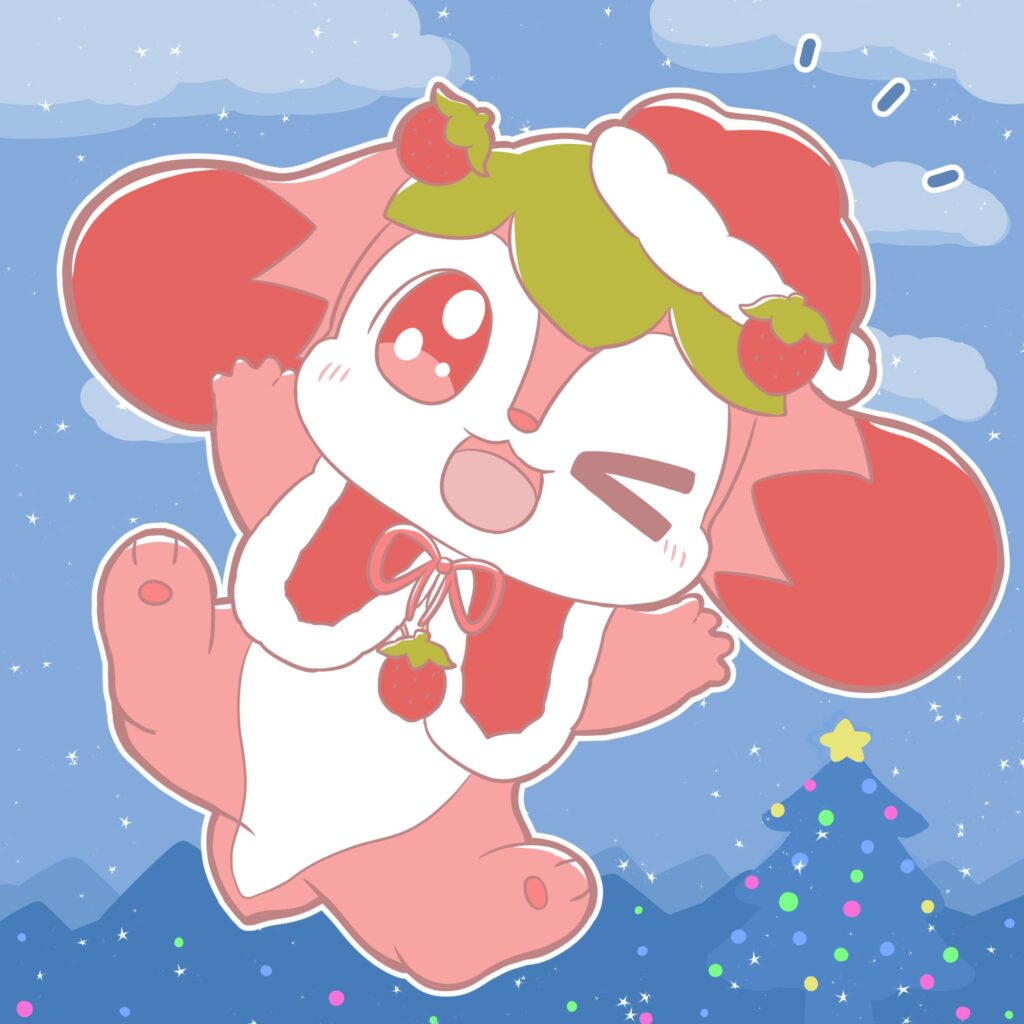 サンタの姿のこいちごちゃん
