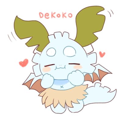 口の中をもごもごしているデココくん