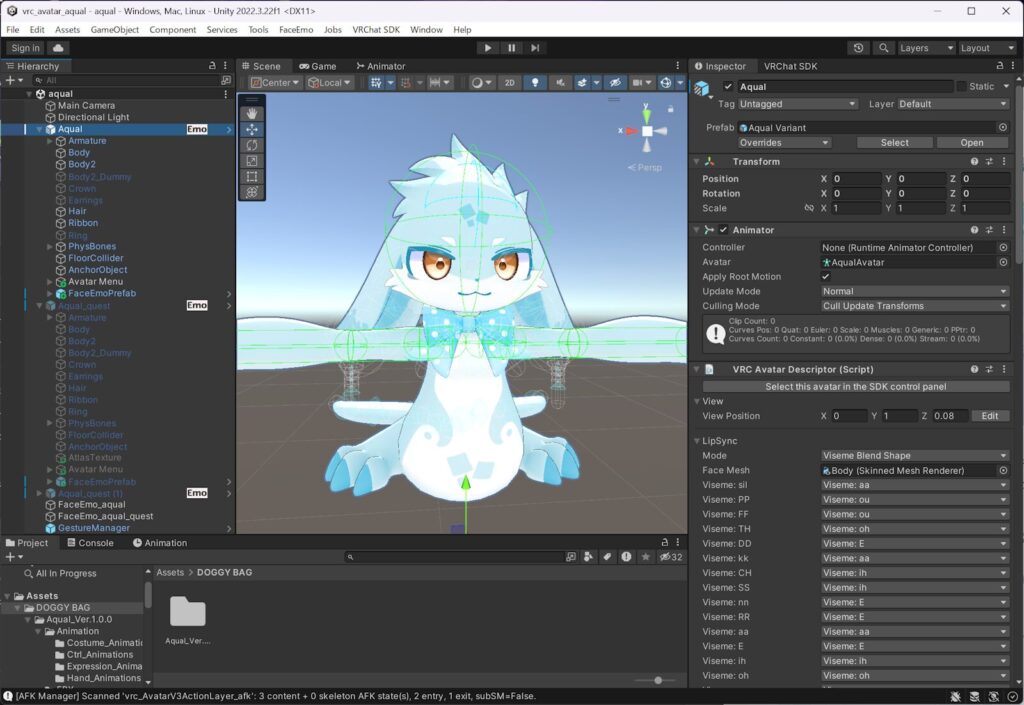 アクアルが映っているUnityの画面