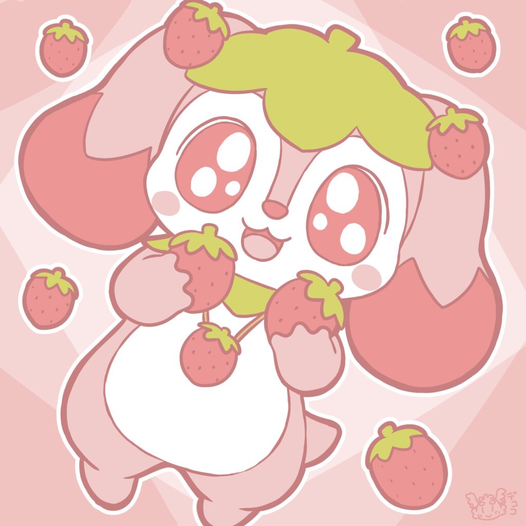 いちごをモグモグするこいちごちゃん