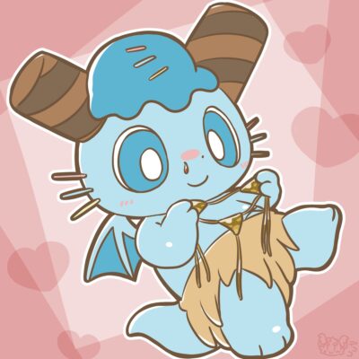ゴールデンビキニを手に取るミントくん