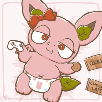 おやつをモグモグするサクラちゃん