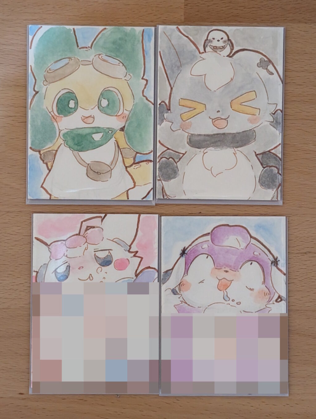 デココが描いたトレカサイズのイラスト群