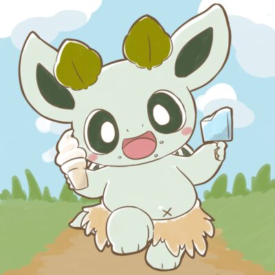 おいしそうなアイスを持つカッシーくん