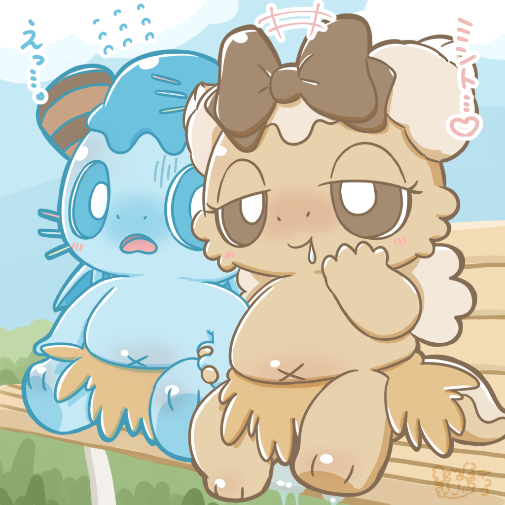 ミントくんと握手をして暴走するシュークちゃん